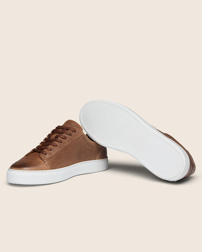 Oliver Sweeney Almada Mens Perforated Leather Trainers - Tan