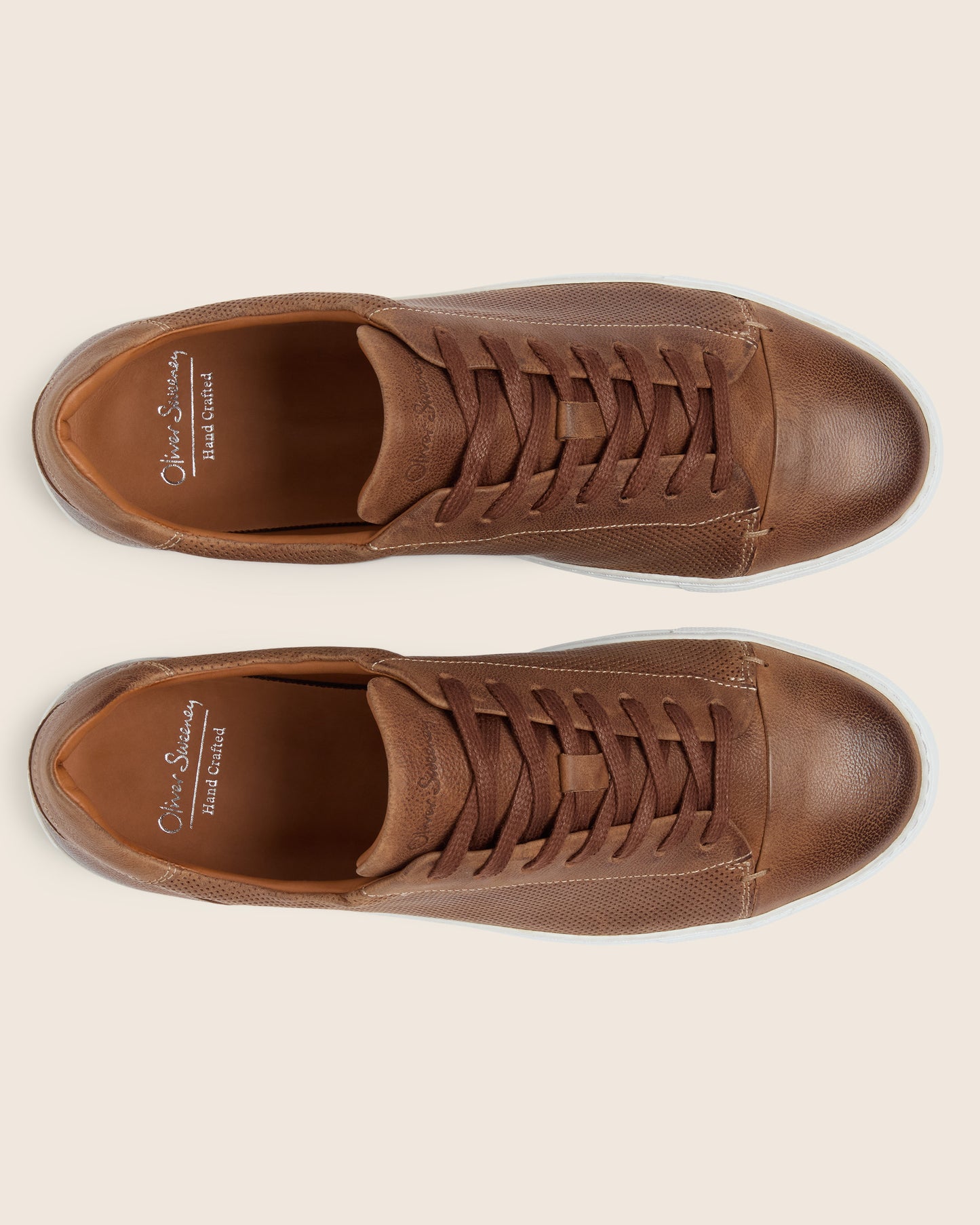 Oliver Sweeney Almada Mens Perforated Leather Trainers - Tan