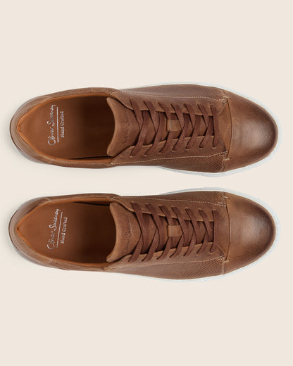 Oliver Sweeney Almada Mens Perforated Leather Trainers - Tan