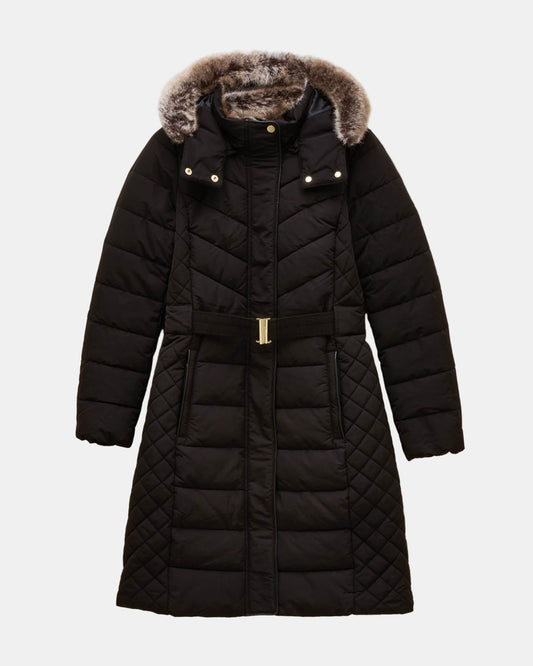Joules Aspen Womens Long Parka - Black