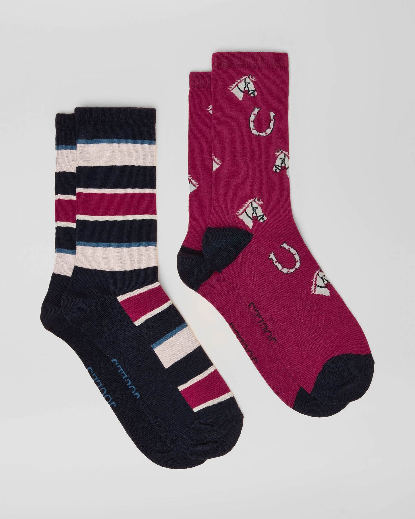 Joules Everyday 2 Pack Womens Socks - Berry Red