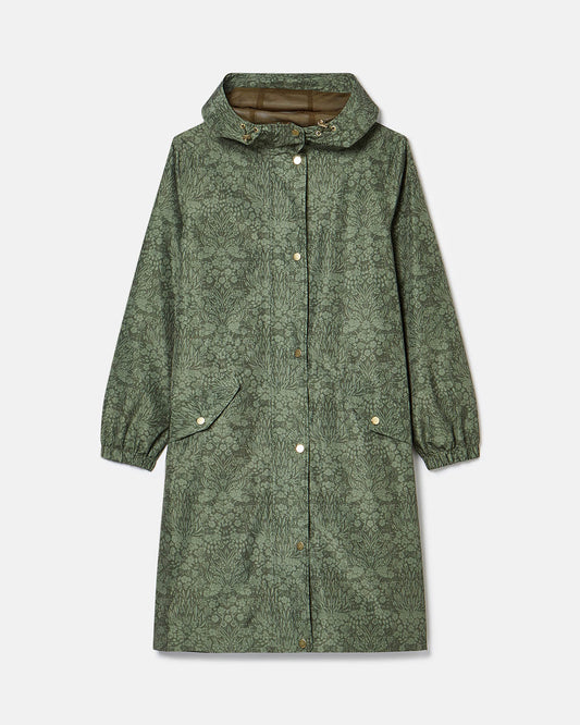 Joules Holkham Womens Packable Printed Raincoat - Green Grapeleaf