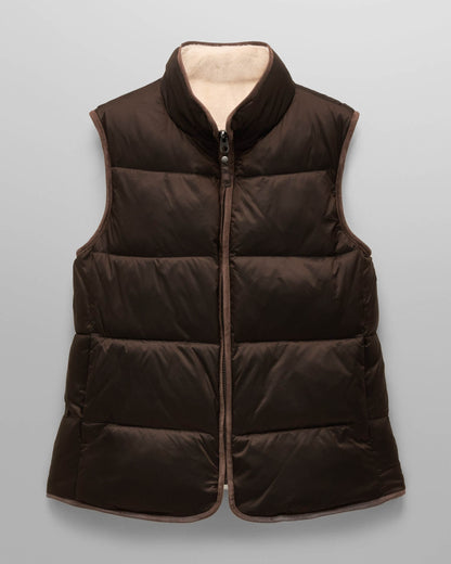 Joules Womens Reversible Fur Gilet - Brown/Cream