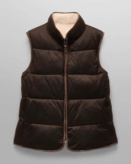 Joules Womens Reversible Fur Gilet - Brown/Cream