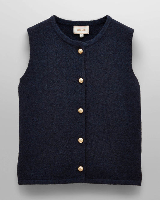Joules Holly Womens Button - Up Tank Top - Navy | CHO | Designer Womens Knit Tank Tops