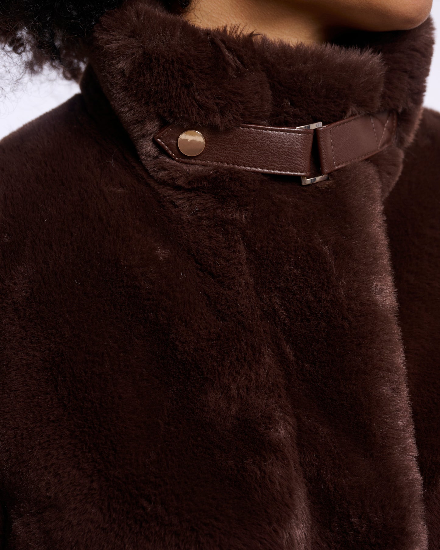 Rino & Pelle Ambra Womens Short Faux Fur Jacket - Coffee Roast