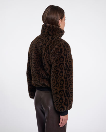 Rino & Pelle Ambra Womens Short Faux Fur Jacket - Brown Leopard | CHO | Designer Womens Short faux fur jacket