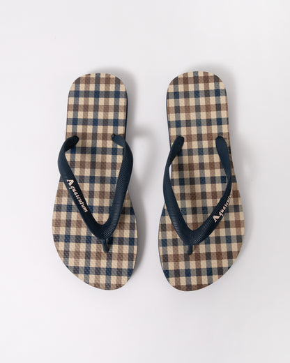 Aquascutum Iconic Mens Flip-Flops with Club Check Print in Navy 11