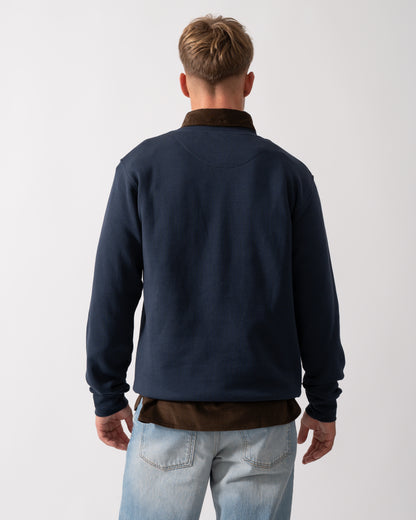 Aquascutum Mens Club Check Shoulder Crew Neck Fleece Sweatshirt - Navy 11