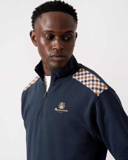 Aquascutum Mens 1/4 Zip Fleece - Navy 11