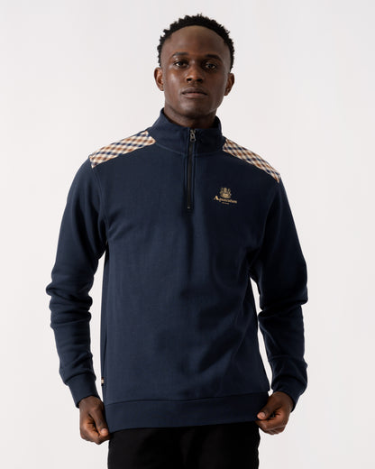 Aquascutum Mens 1/4 Zip Fleece - Navy 11