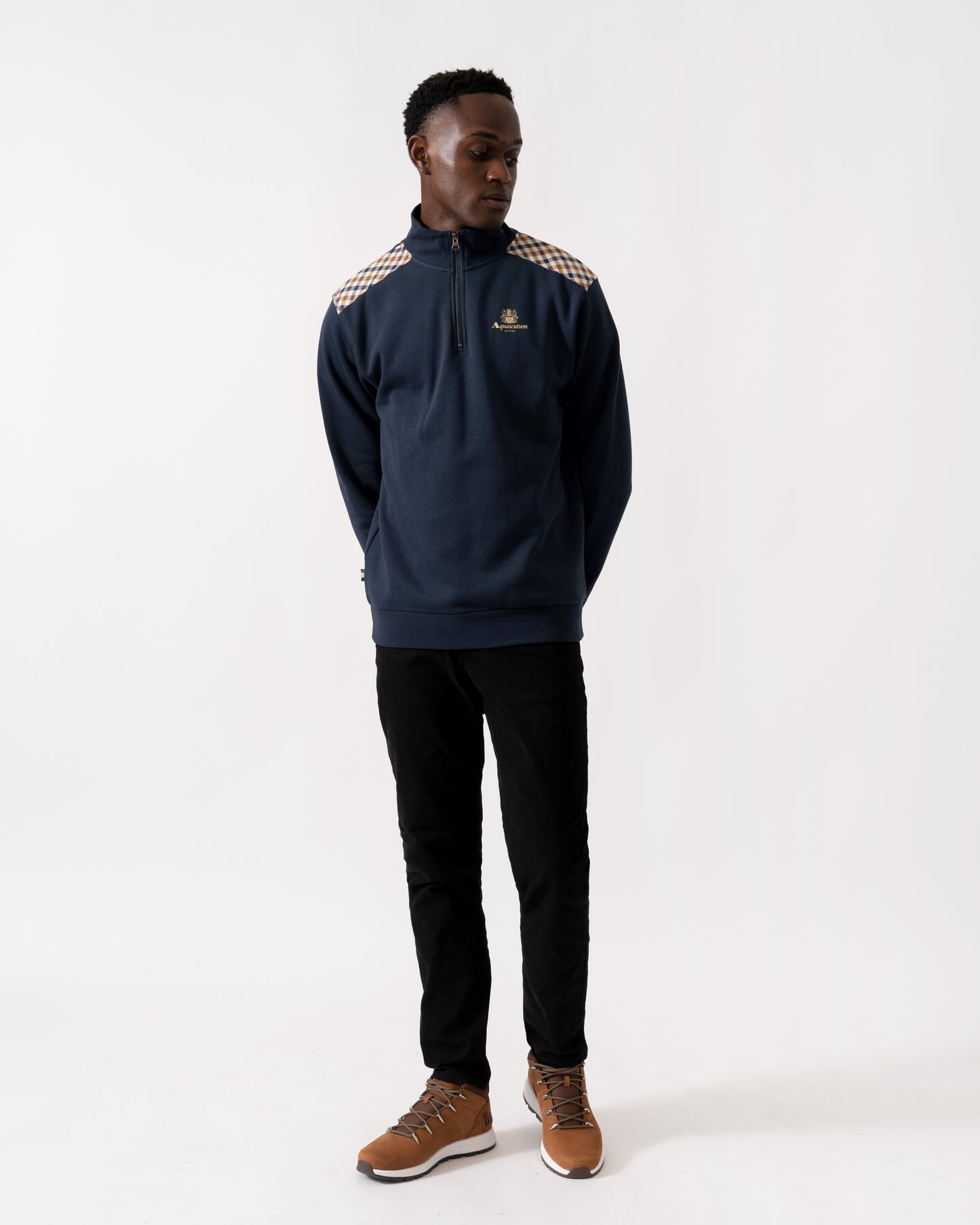 Aquascutum Mens 1/4 Zip Fleece - Navy 11