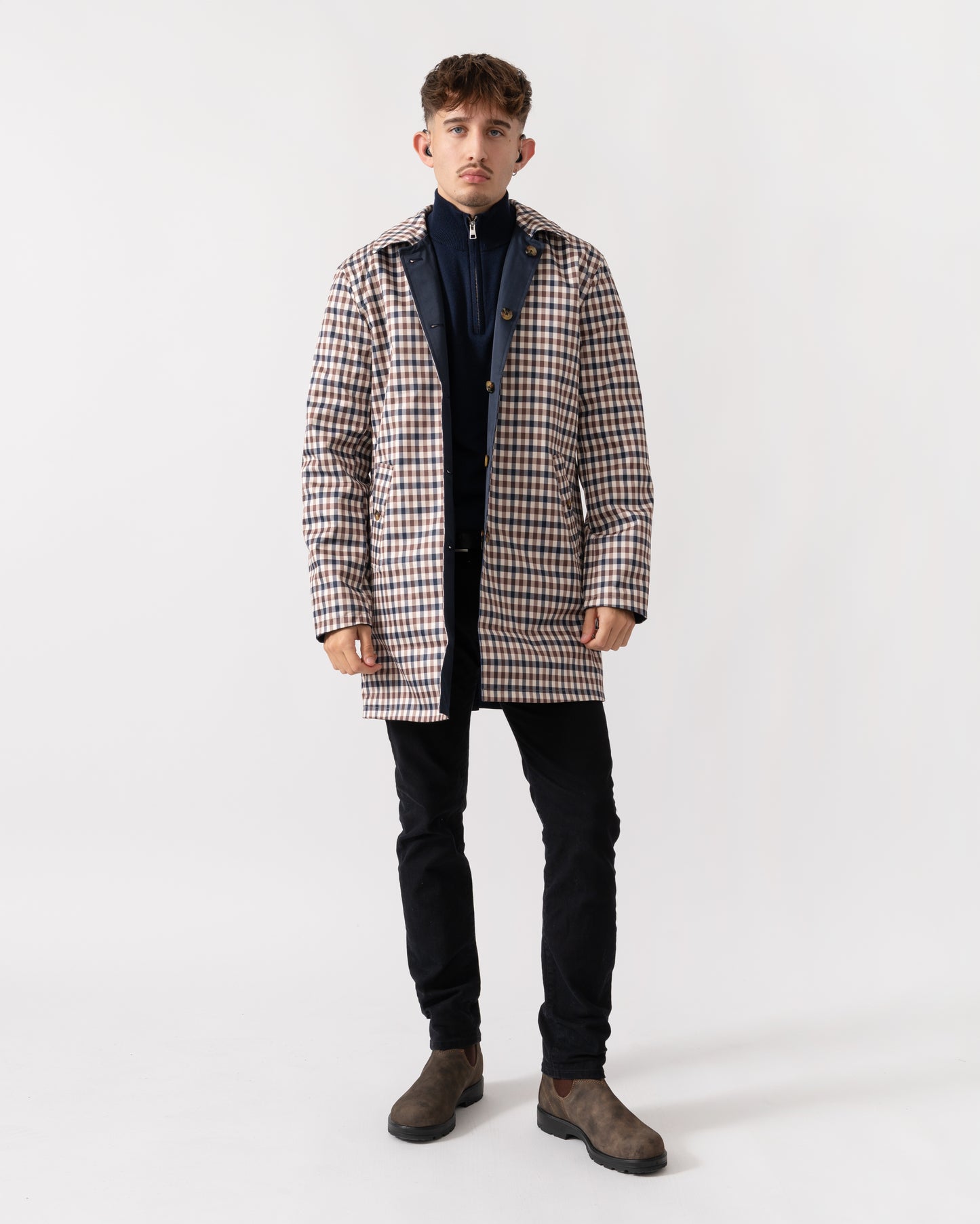 Aquascutum Mens Archival Reversible Mid Coat - Navy 11