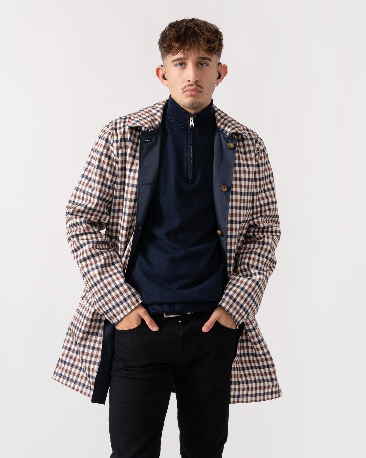 Aquascutum Mens Archival Reversible Mid Coat - Navy 11