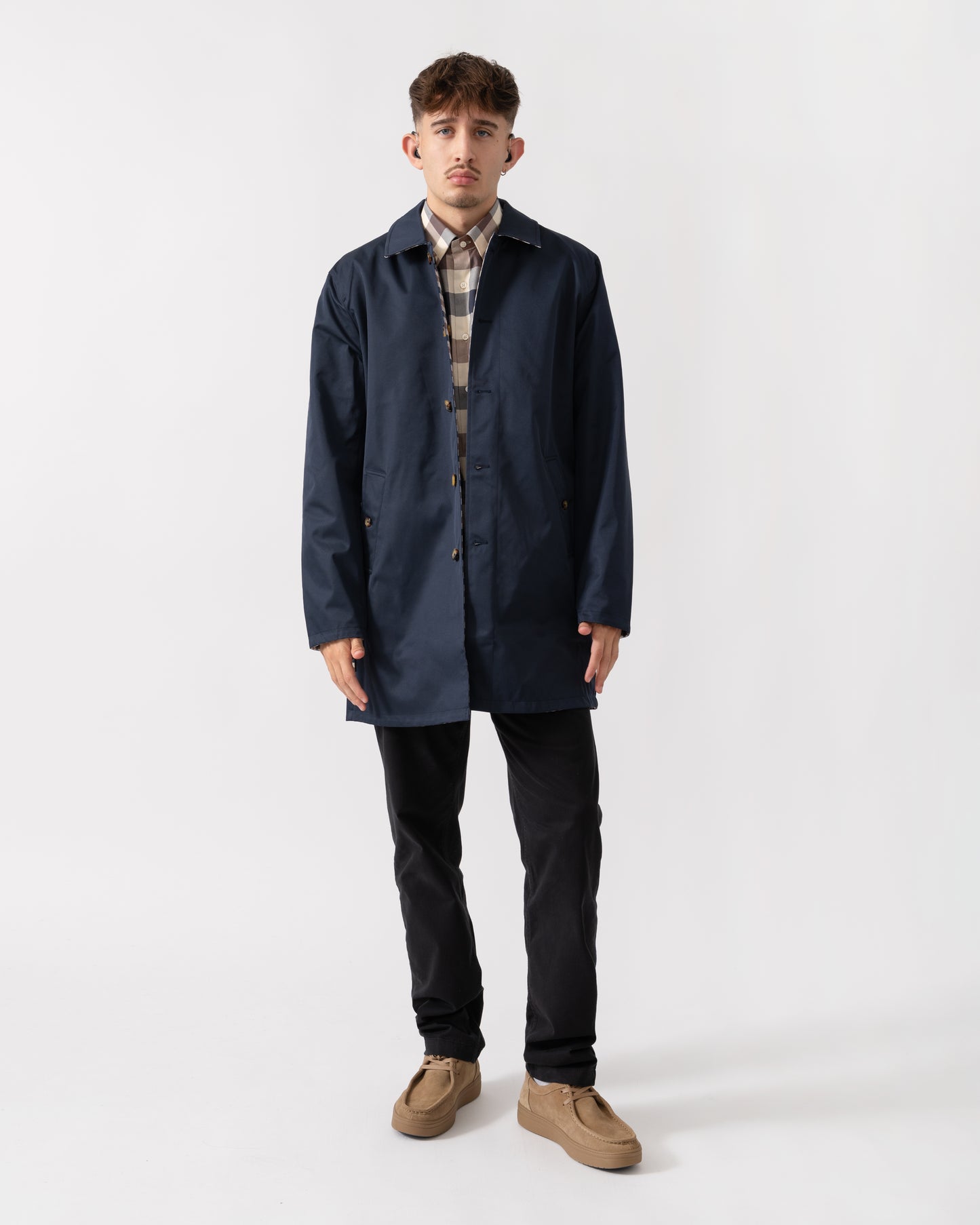 Aquascutum Mens Archival Reversible Mid Coat - Navy 11