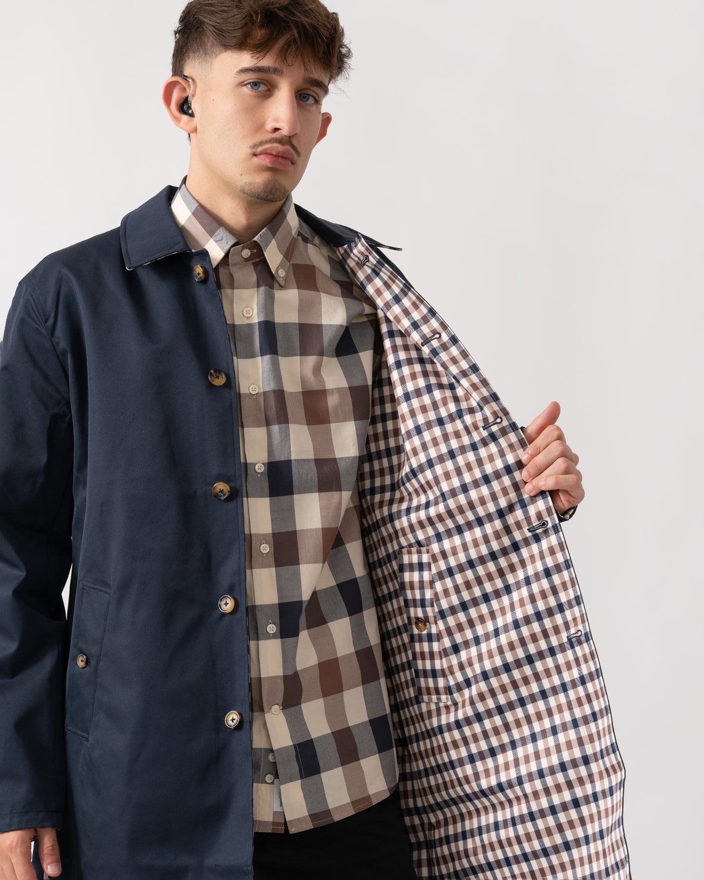 Aquascutum Mens Archival Reversible Mid Coat - Navy 11