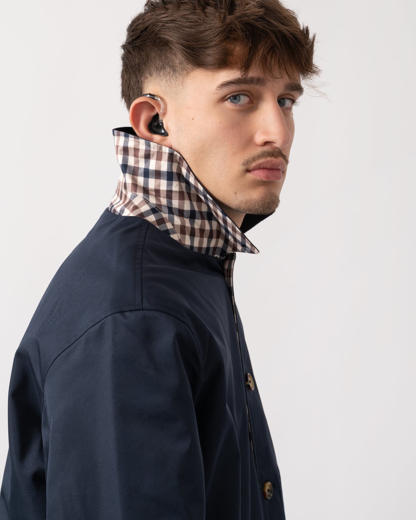 Aquascutum Mens Archival Reversible Mid Coat - Navy 11