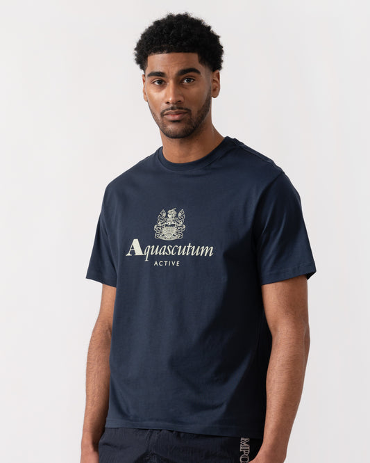 Aquascutum Mens Big Logo T-Shirt - Navy 11