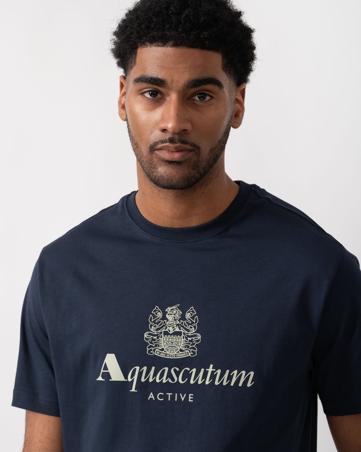 Aquascutum Mens Big Logo T-Shirt - Navy 11 | CHO | Designer Mens T-Shirts