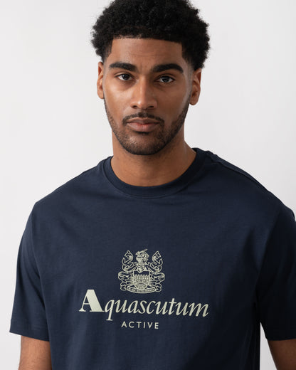 Aquascutum Mens Big Logo T-Shirt - Navy 11 | CHO | Designer Mens T-Shirts