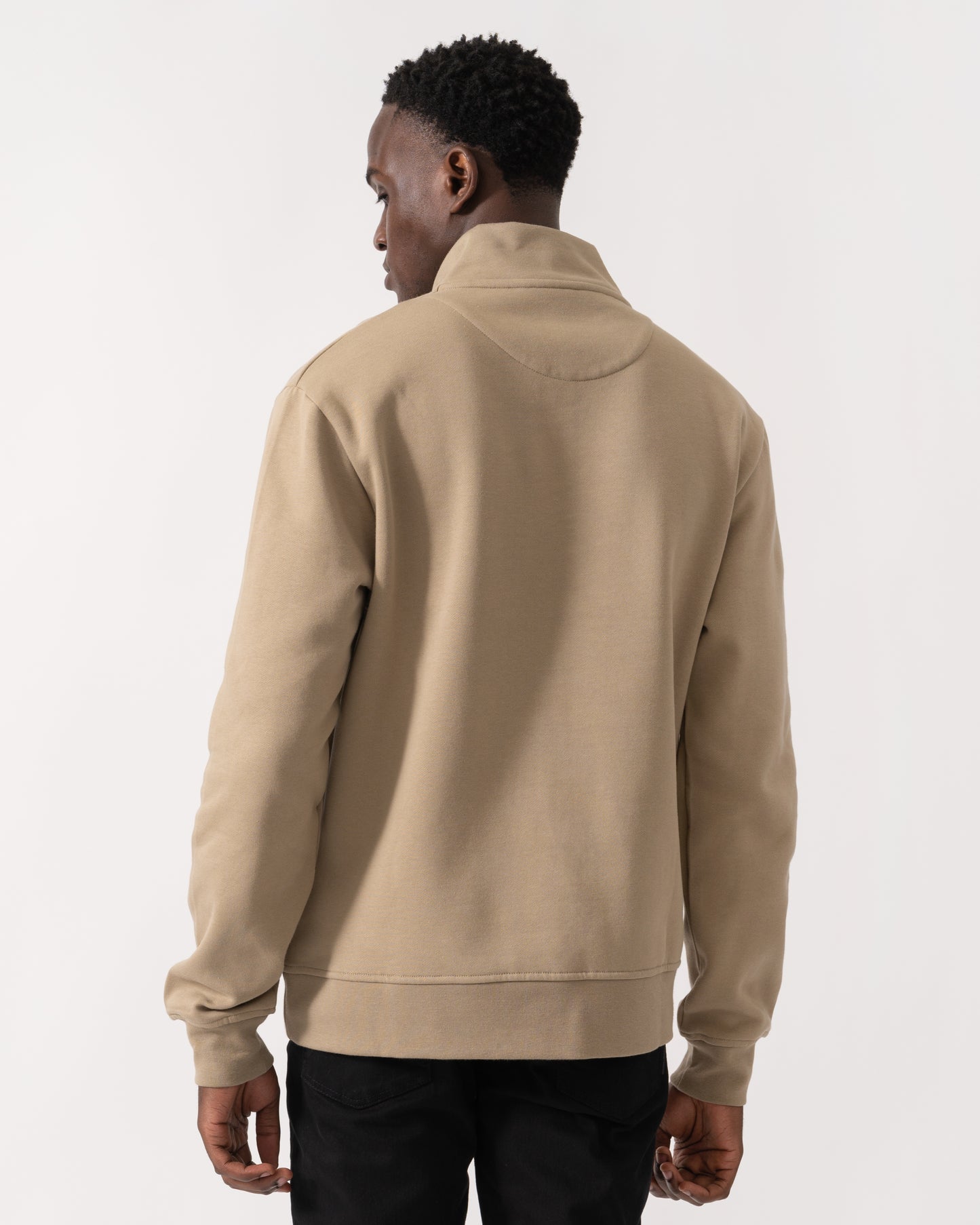 Aquascutum Mens Centered Logo 1/4 Zip Fleece - Khaki 38