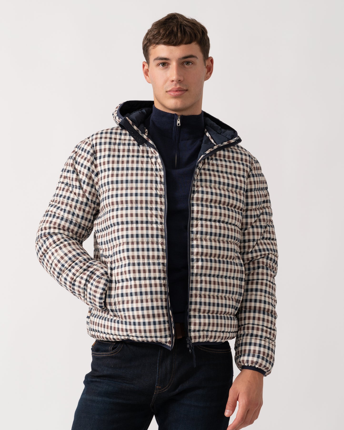 Aquascutum Mens Hooded 100Gsm Jacket - Club Check 28