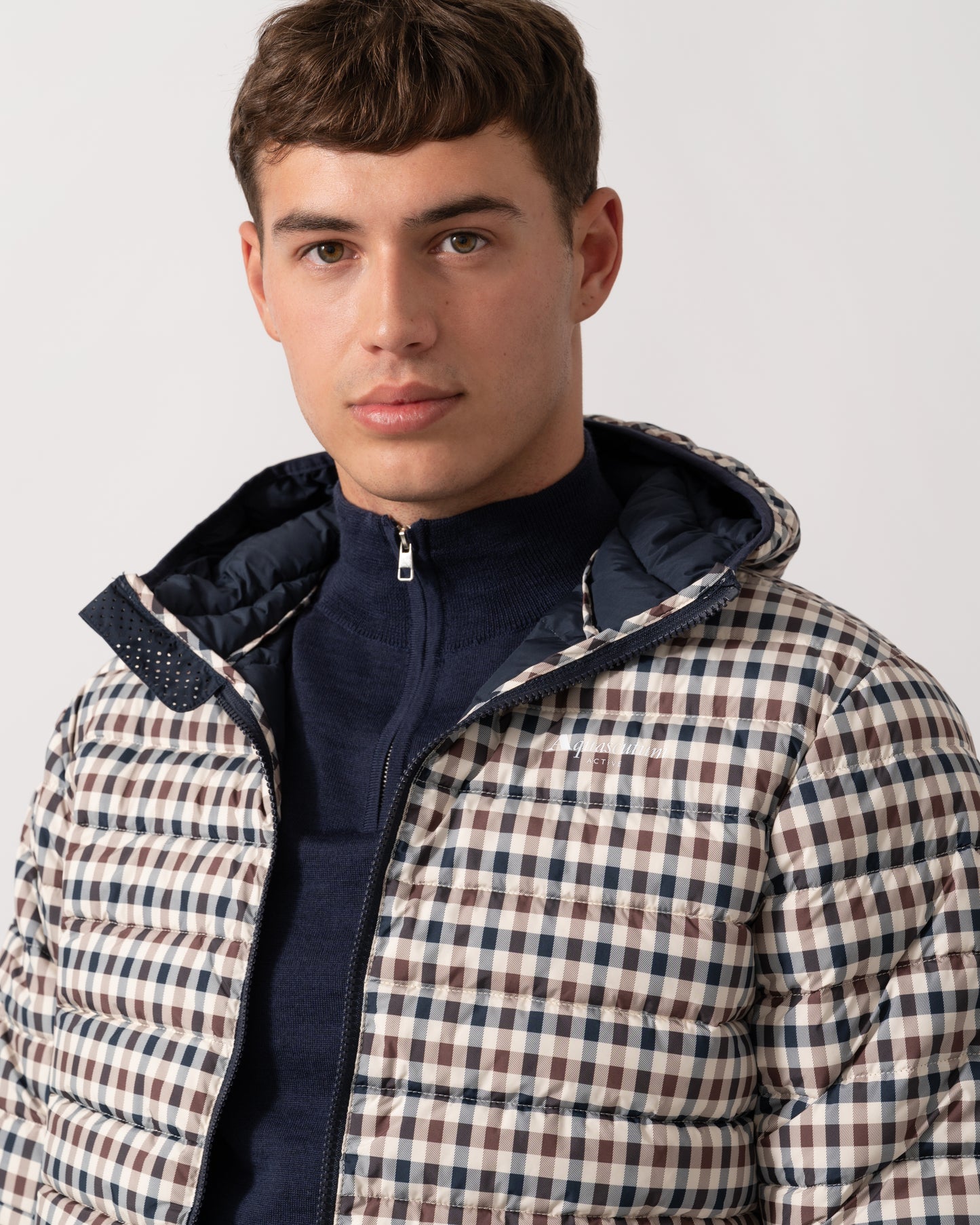 Aquascutum Mens Hooded 100Gsm Jacket - Club Check 28