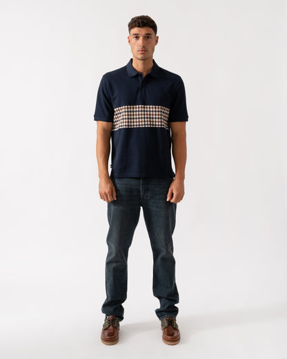 Aquascutum Mens Iconic Insert Polo - Navy 11