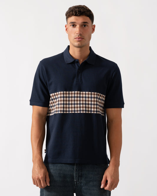 Aquascutum Mens Iconic Insert Polo - Navy 11