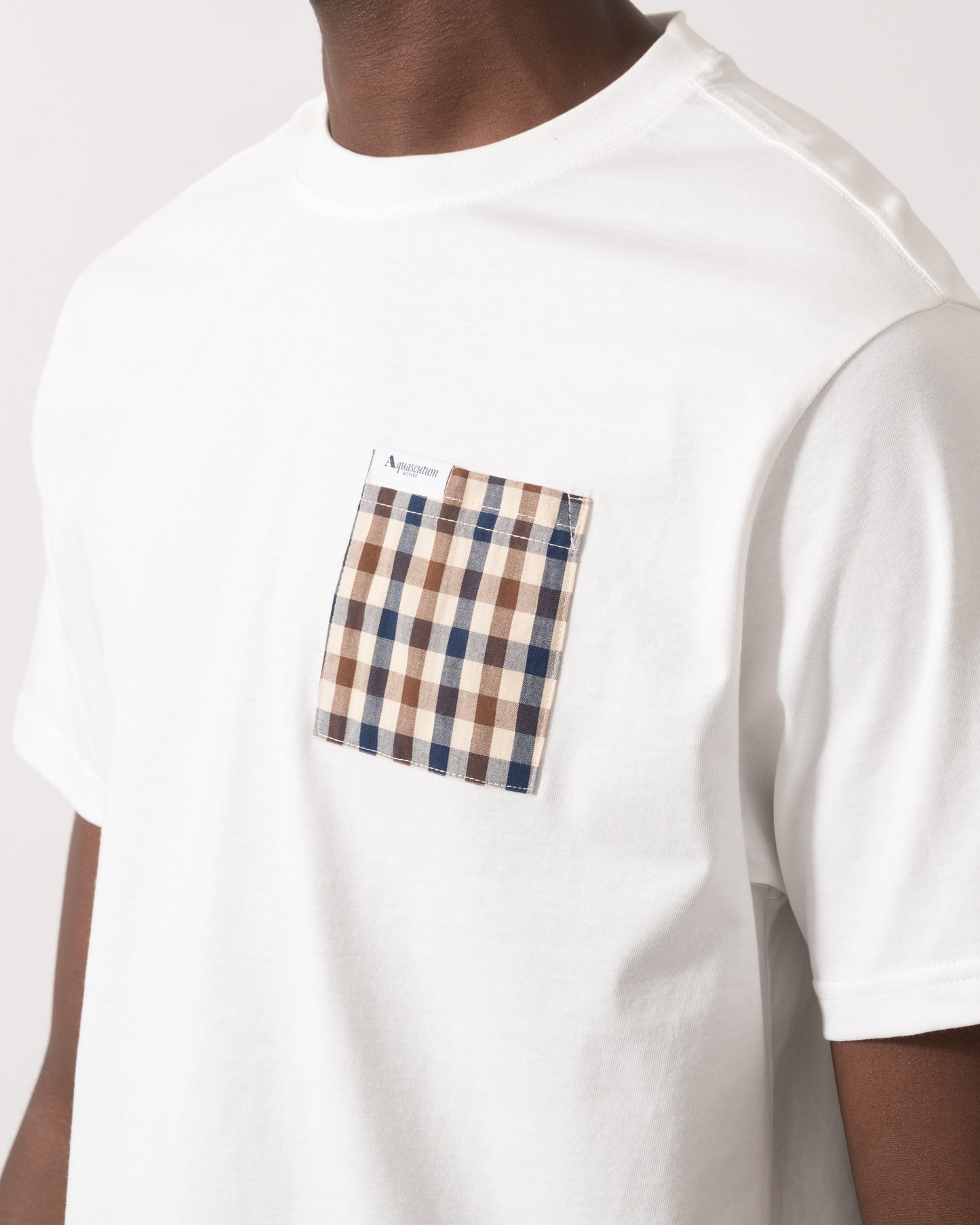 Aquascutum Mens Iconic Pocket T-Shirt - Old White 02