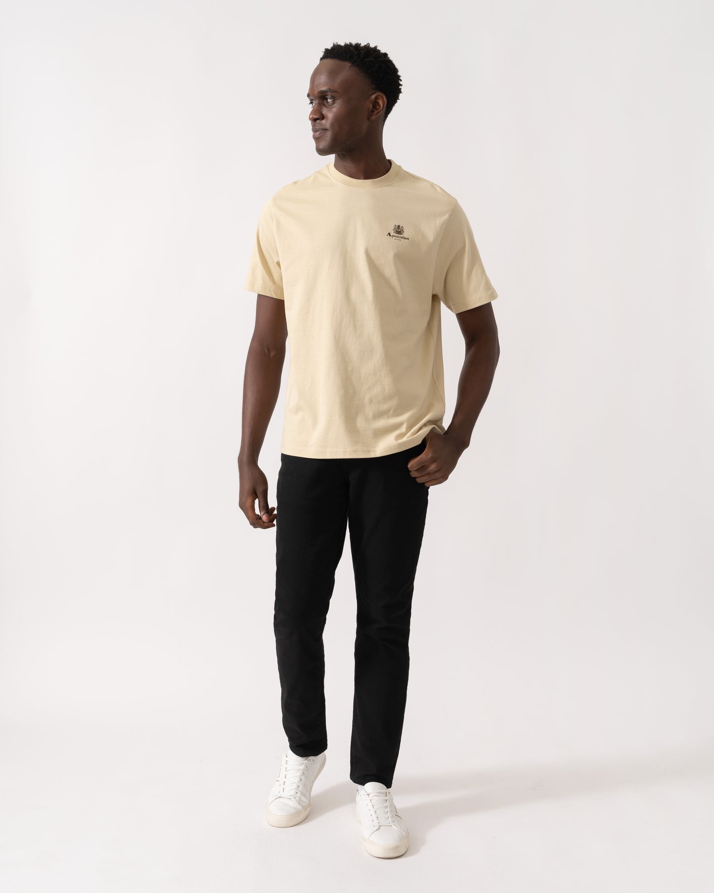 Aquascutum Mens Small Logo T-Shirt - Beige 03