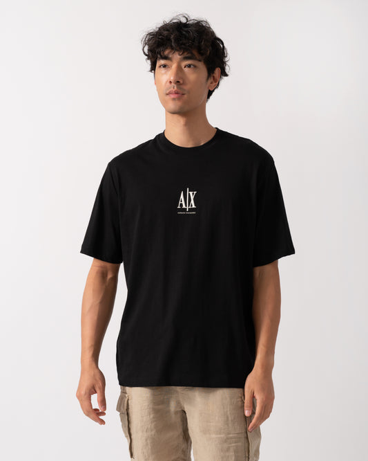 Armani Exchange Mens Embroidered A|X Centre Logo T-Shirt - Black UC001