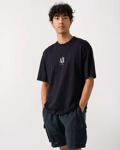 Armani Exchange Mens Embroidered A|X Centre Logo T-Shirt - Deep Navy UB101