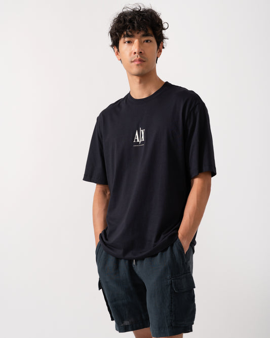 Armani Exchange Mens Embroidered A|X Centre Logo T-Shirt - Deep Navy UB101