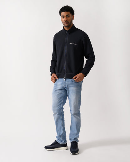 full length shot of a model wearing a Armani Exchange Mens Sweatshirt XM002327-AF21870 - Deep Navy UB101