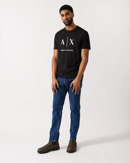 Full length shot of a Model wearing a Armani Exchange Mens T-Shirt in Black