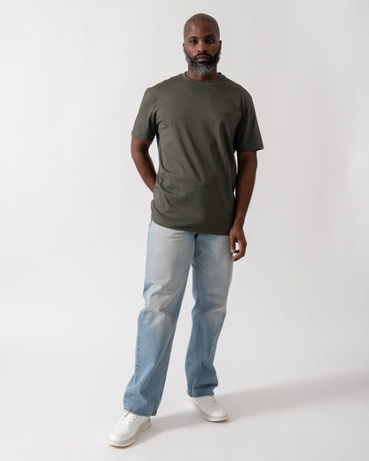 Full length shot of a Model wearing an Armani Exchange Mens T-Shirt with Small Milano/New York Logo in Chimera
