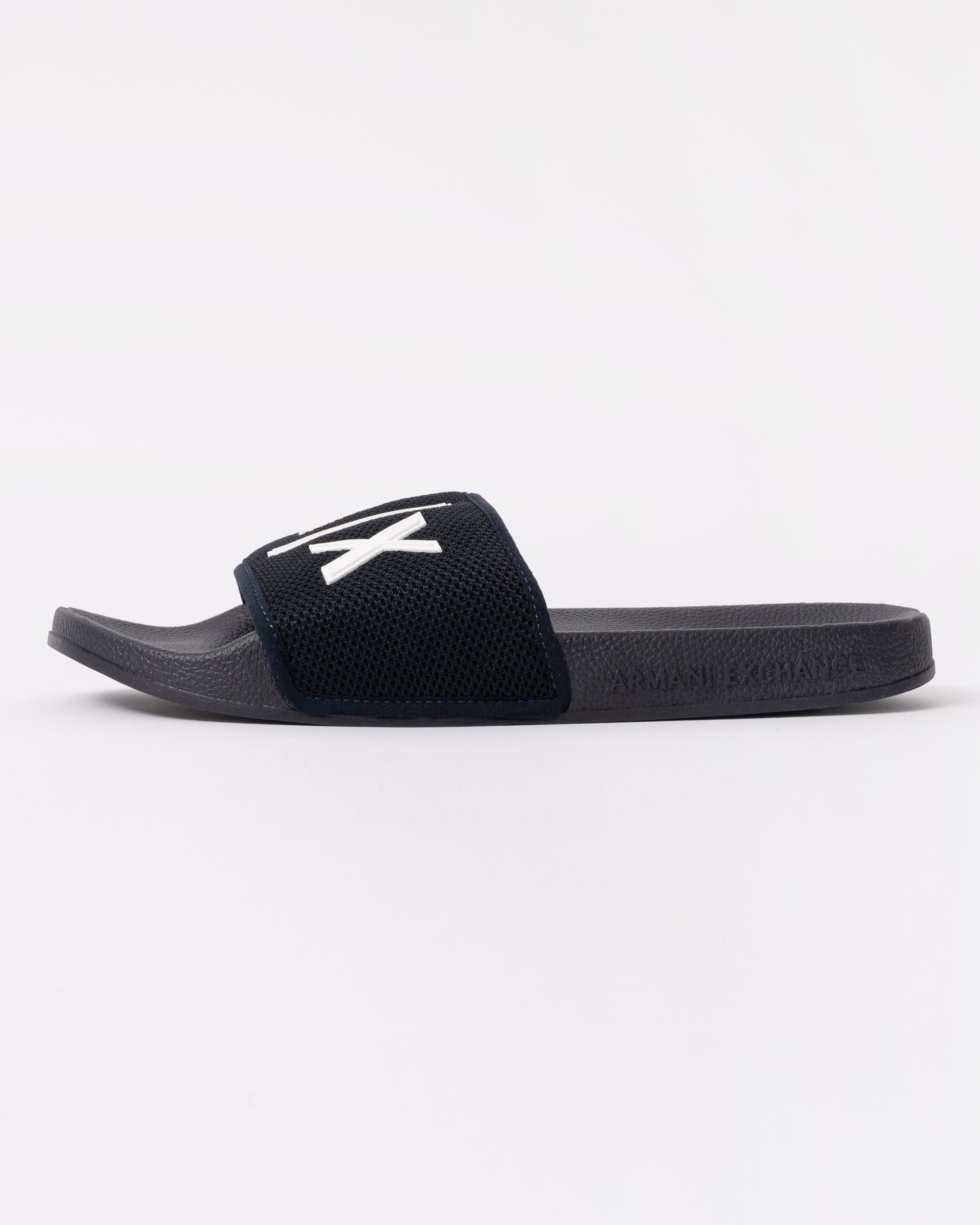 Armani Exchange Mesh A|X Logo Sliders - Deep Navy/Off White U385 - side