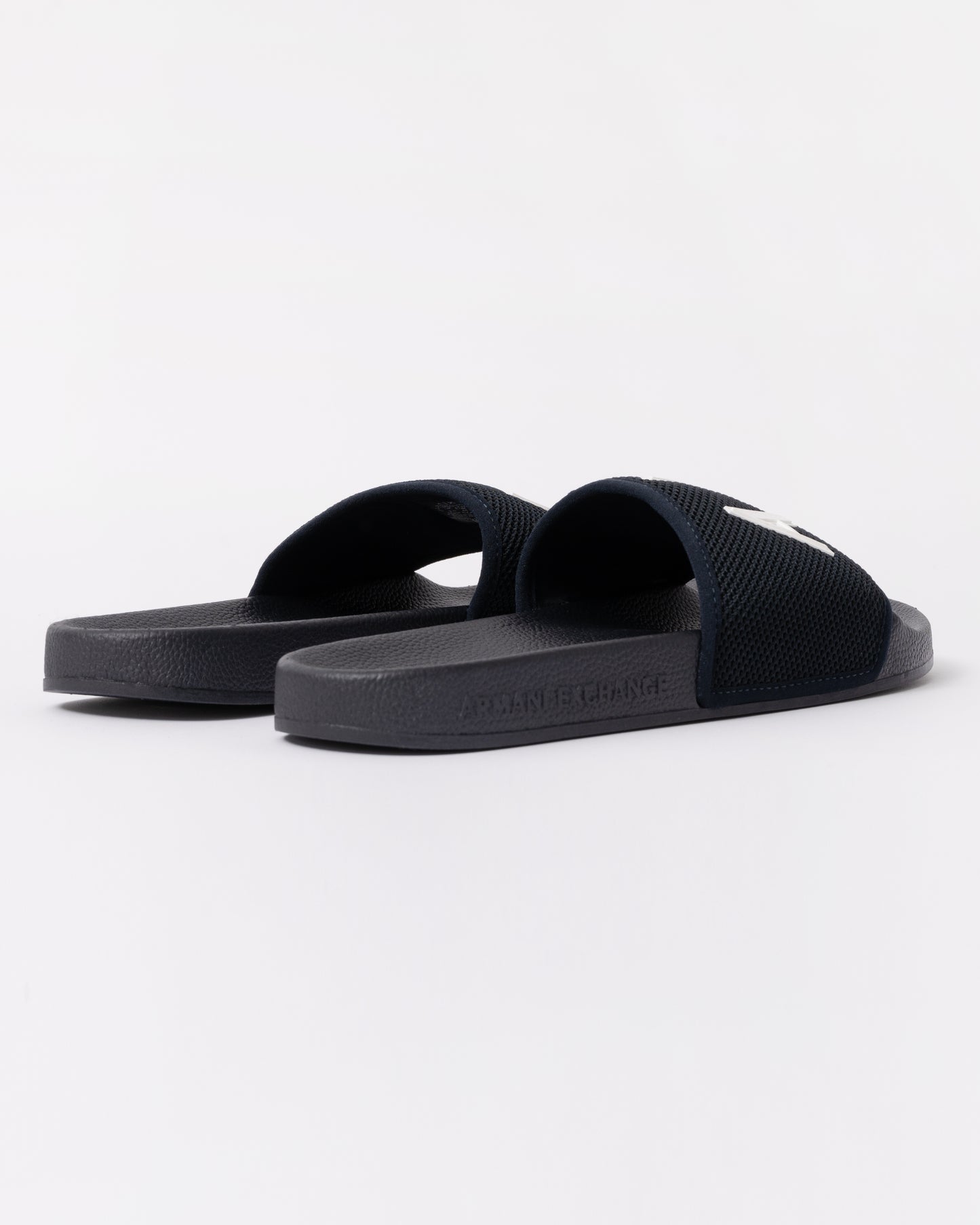 Armani Exchange Mesh A|X Logo Sliders - Deep Navy/Off White U385 - back