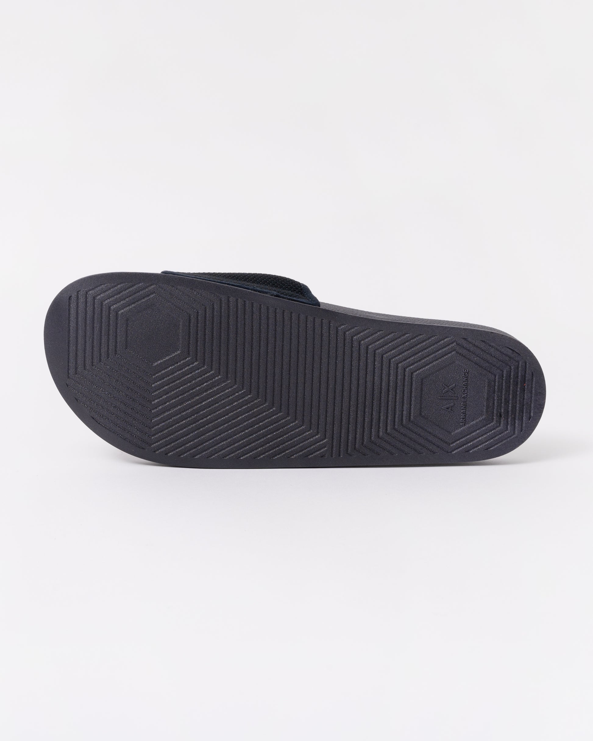 Armani Exchange Mesh A|X Logo Sliders - Deep Navy/Off White U385 - sole