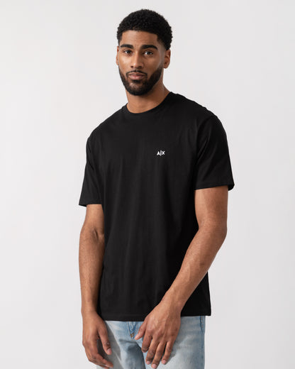 Model wearing Armani Exchange Mens A|X Monogram T-Shirt in Black UC001 - Main