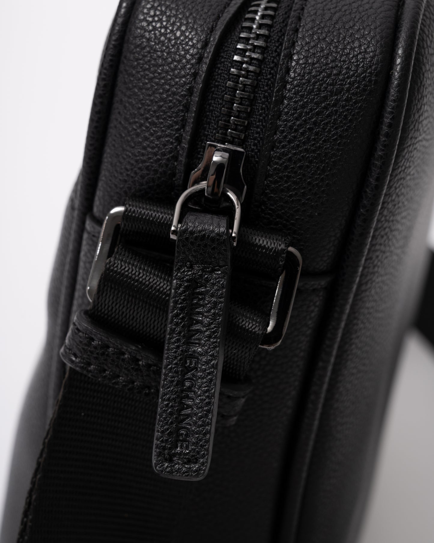 Armani Exchange Mens Boxy Messenger Bag - Black UC001 zip detail
