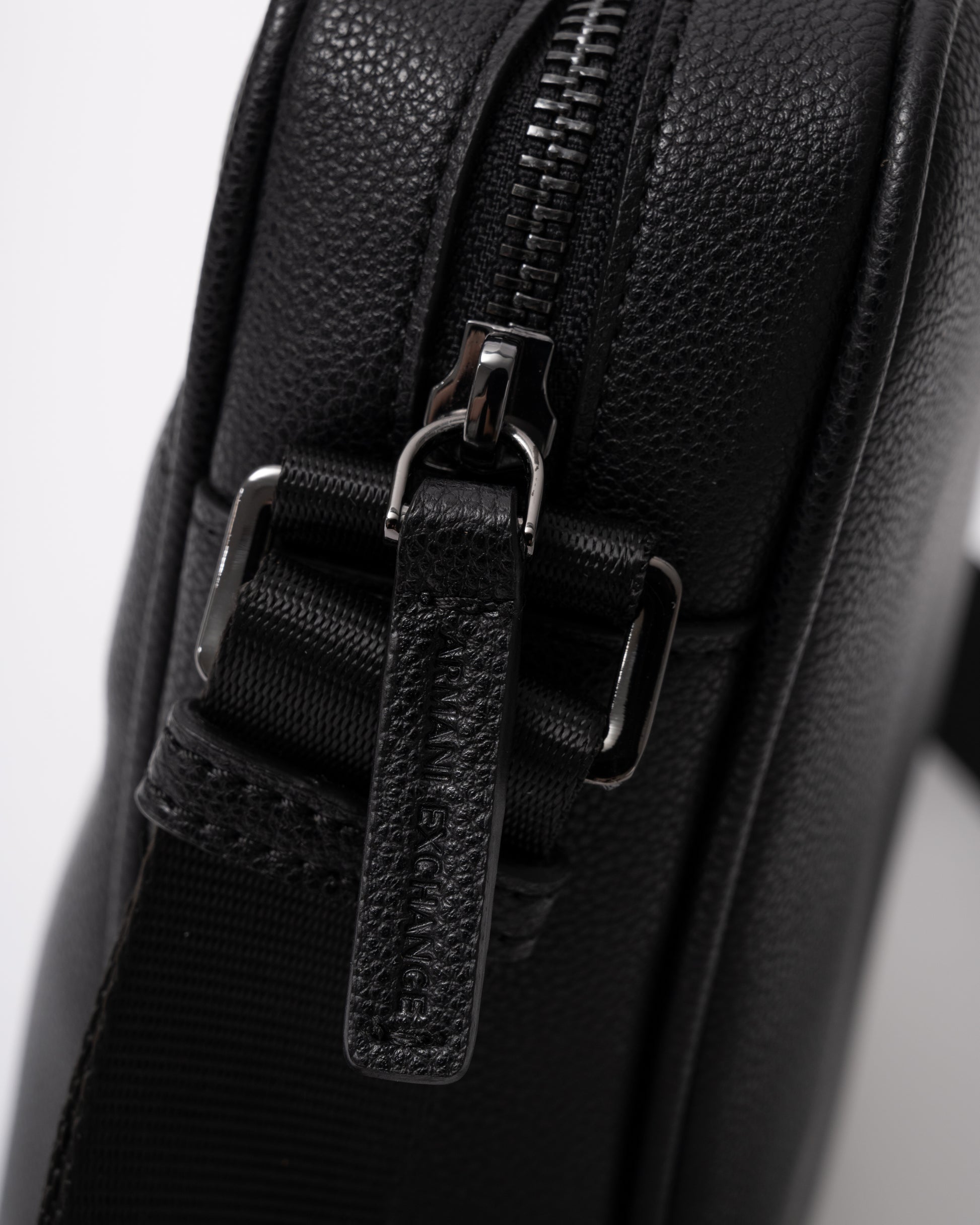 Armani Exchange Mens Boxy Messenger Bag - Black UC001 zip detail