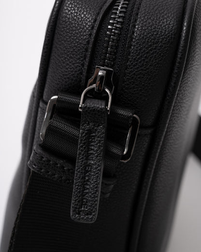 Armani Exchange Mens Boxy Messenger Bag - Black UC001 zip detail