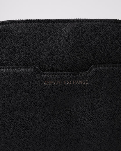 Armani Exchange Mens Slim Envelope Messenger Bag - Black UC001 logo detail