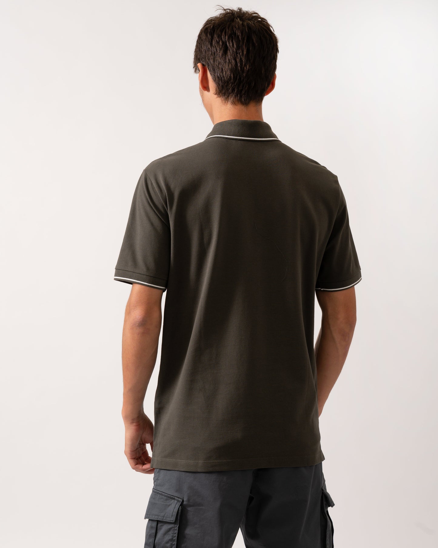 Armani Exchange Mens Regular Fit Mercerised Cotton Polo Shirt - Black Ink U8120