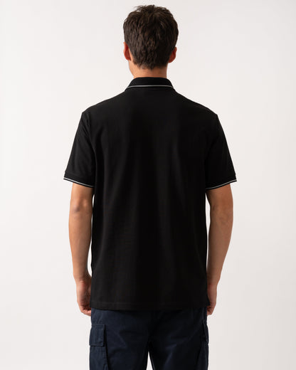 Armani Exchange Mens Regular Fit Mercerised Cotton Polo Shirt - Black UC001