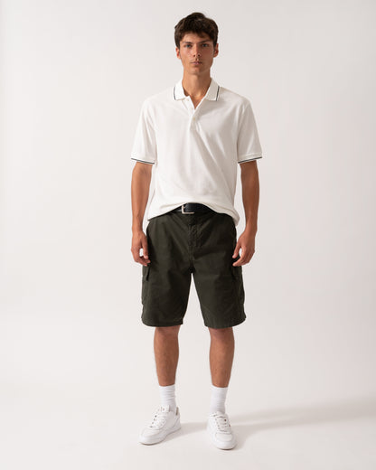 Armani Exchange Mens Regular Fit Mercerised Cotton Polo Shirt - Off White U0009