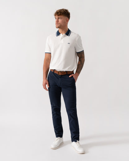 Armani Exchange Mens Contrast Tip Polo Shirt - Off White U0009 - Full Length