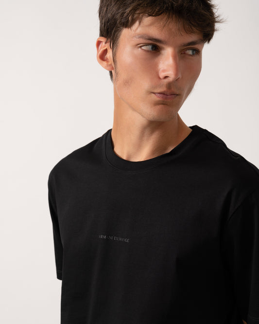 Armani Exchange Mens Regular Fit Mercerised Cotton T-Shirt - Black UC001